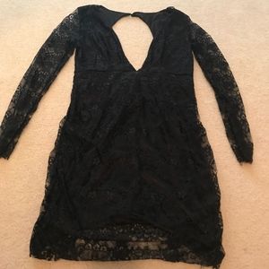 Black Lace Long Sleeve Dress